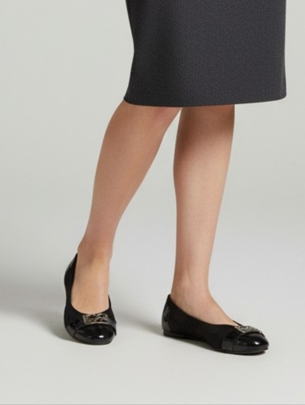 Coach Black Patent Cap-Toe Ballet Flats